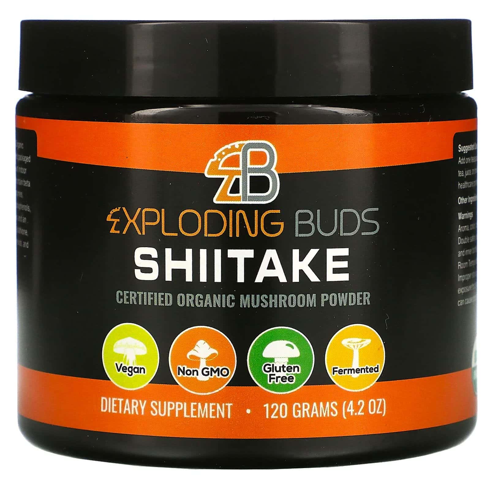 Exploding Buds, Shiitake, Hongos orgánicos certificados en polvo, 120 g (4,2 oz)