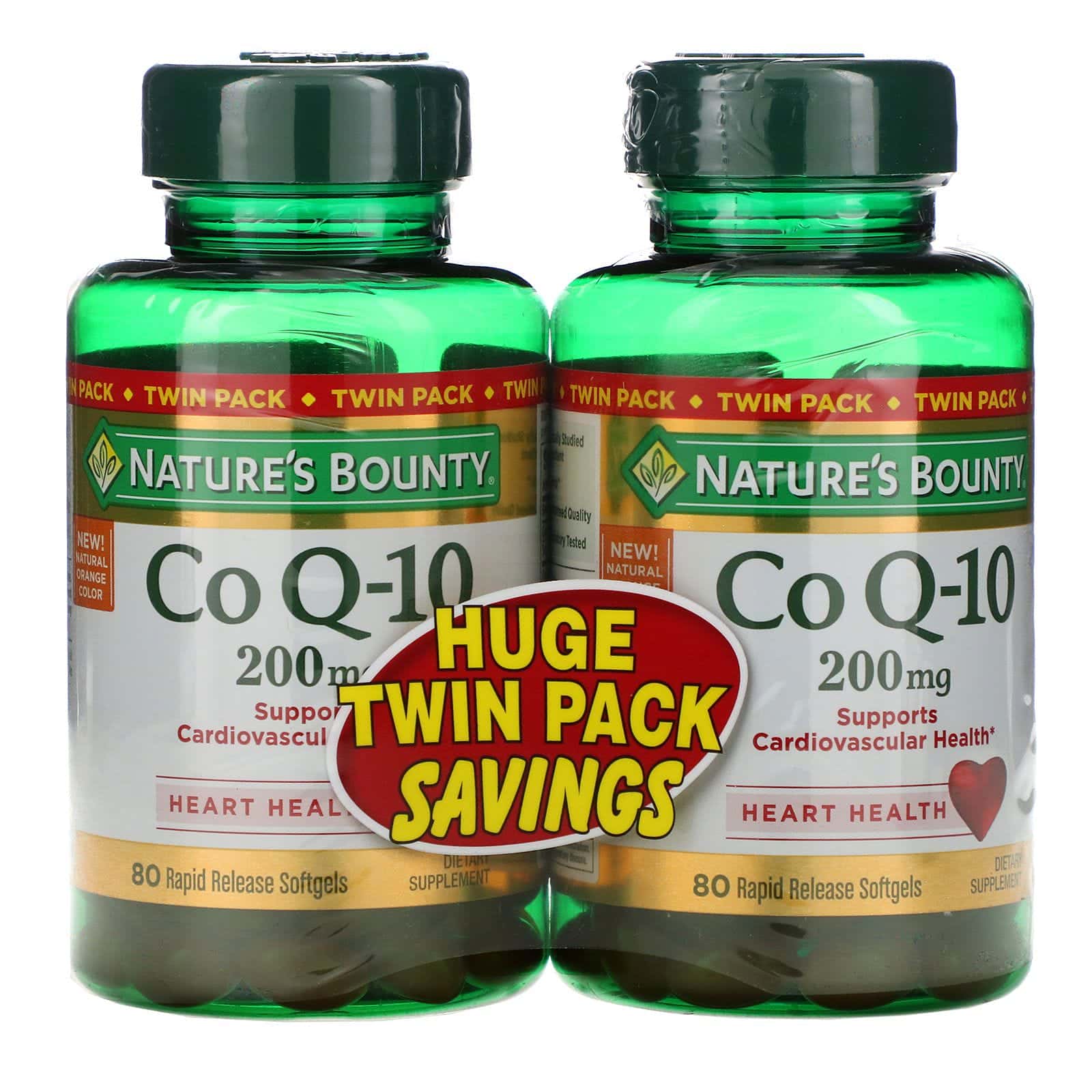 Nature's Bounty, Co Q-10, paquete doble, 200 mg, 80 cápsulas de gel de liberación rápida