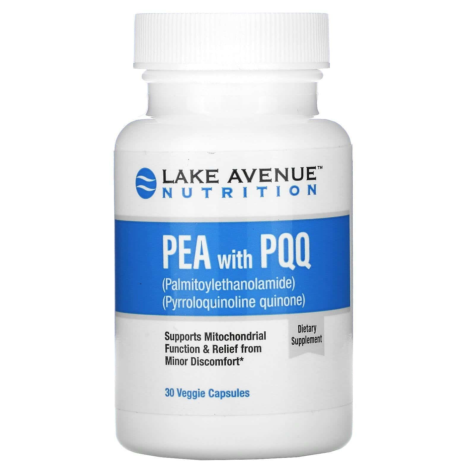 Lake Avenue Nutrition, PEA (palmitoiletanolamida) con PQQ, 30 cápsulas vegetales