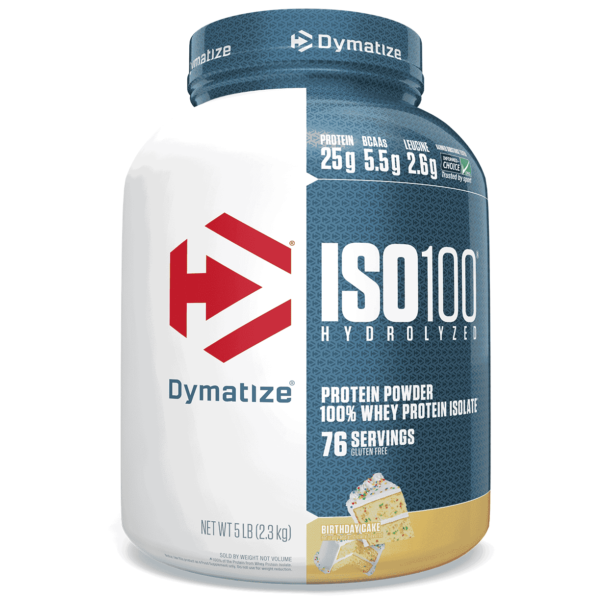 Dymatize Nutrition, ISO 100 hidrolizado 100 % aislado de proteína de suero, pastel de cumpleaños, 5 lb (2,3 kg)