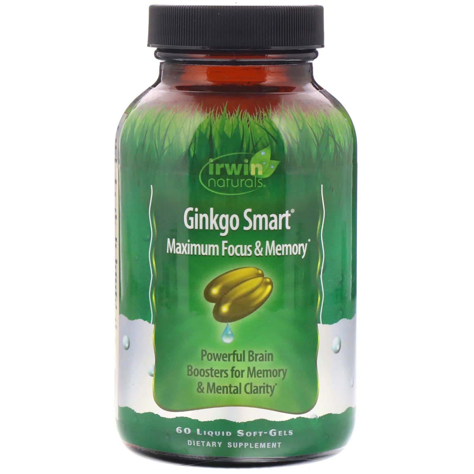 Irwin Naturals, Ginkgo Smart, Máxima concentración y memoria, 60 cápsulas de gel líquido
