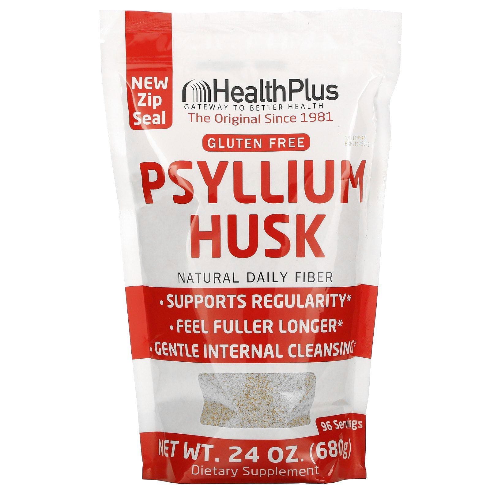 Health Plus, Cáscara de Psyllium 100% Pura, 24 oz (680 g)