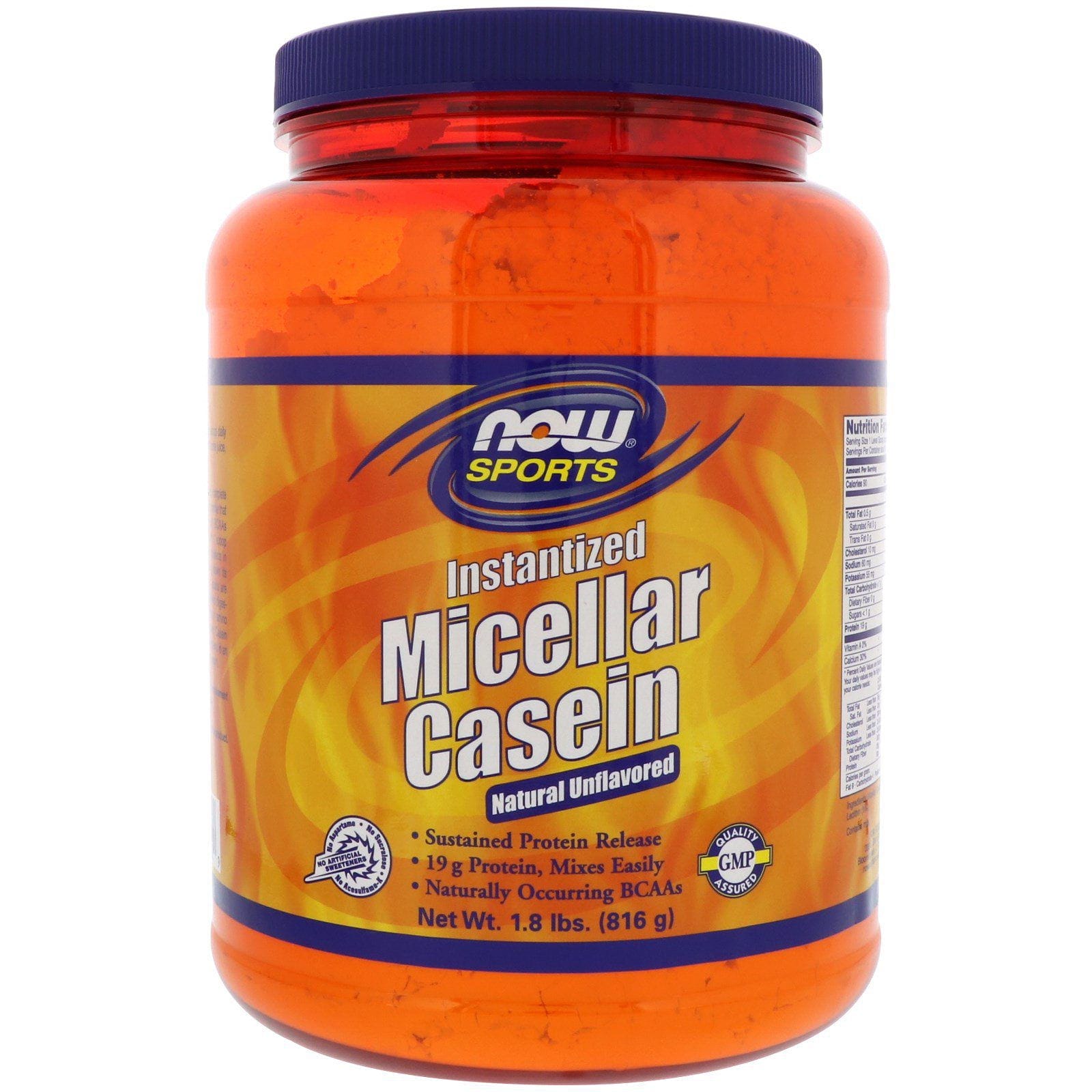 Now Foods, Deportes, Caseína micelar, Instantánea, Sin sabor, Natural, 816 g (1,8 lb)