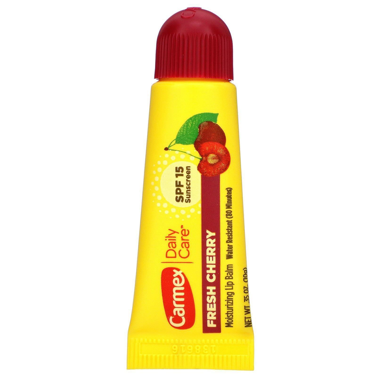 Carmex, Cuidado diario, Bálsamo labial humectante, Cereza fresca, FPS 15, 10 g (0,35 oz)