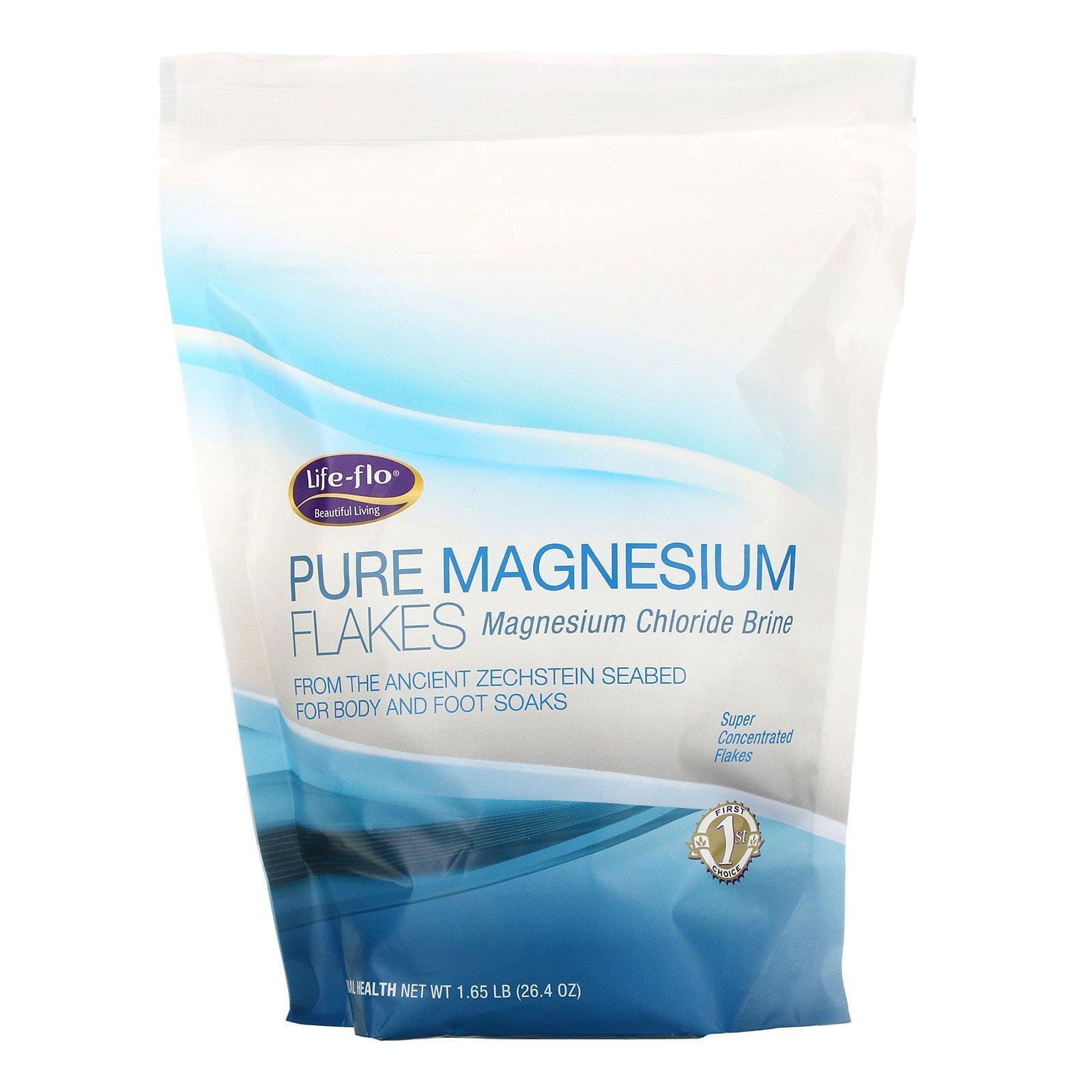 Life-flo, Copos de magnesio puro, salmuera de cloruro de magnesio 1.65 libras (26.4 oz)