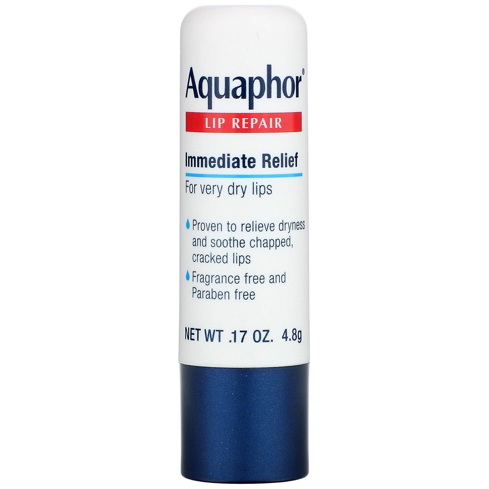 Aquaphor, Barra reparadora de labios, Alivio inmediato, Sin fragancia, 1 barra, 4,8 g (0,17 oz)