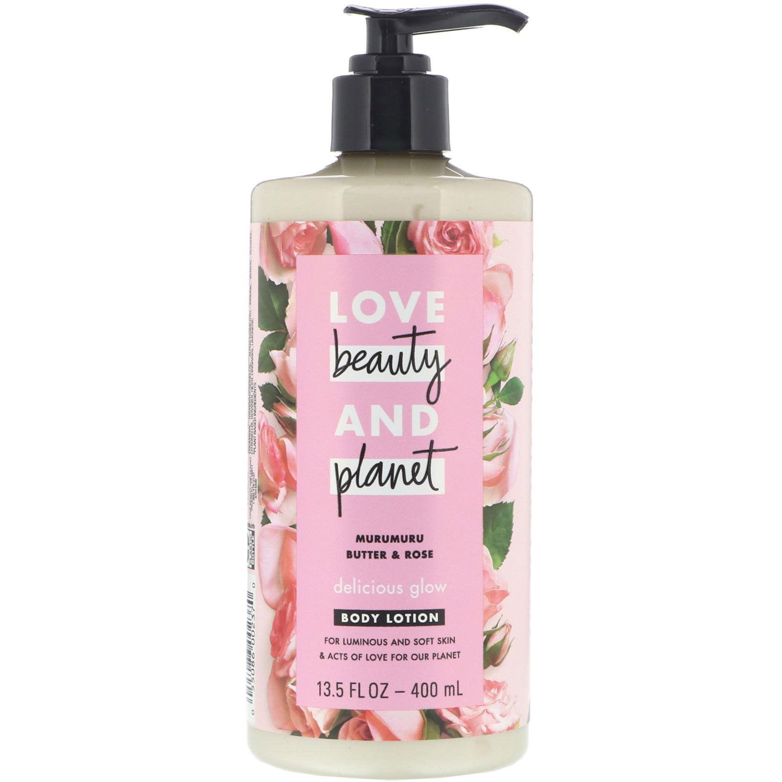 Love Beauty and Planet, Loción corporal, Brillo delicioso, Delicious Glow, Manteca de murumuru y rosas, 400 ml (13,5 oz. líq.)