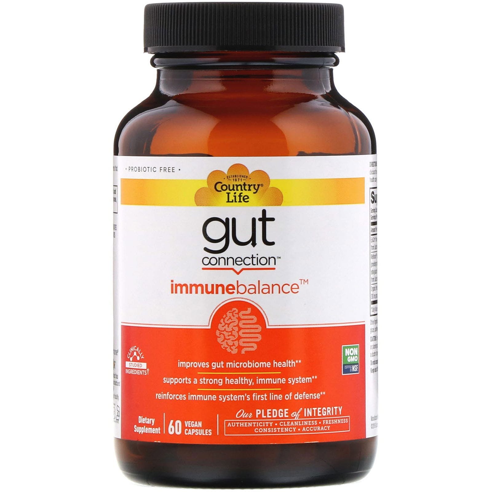 Country Life, Gut Connection, Immune Balance, 60 cápsulas veganas