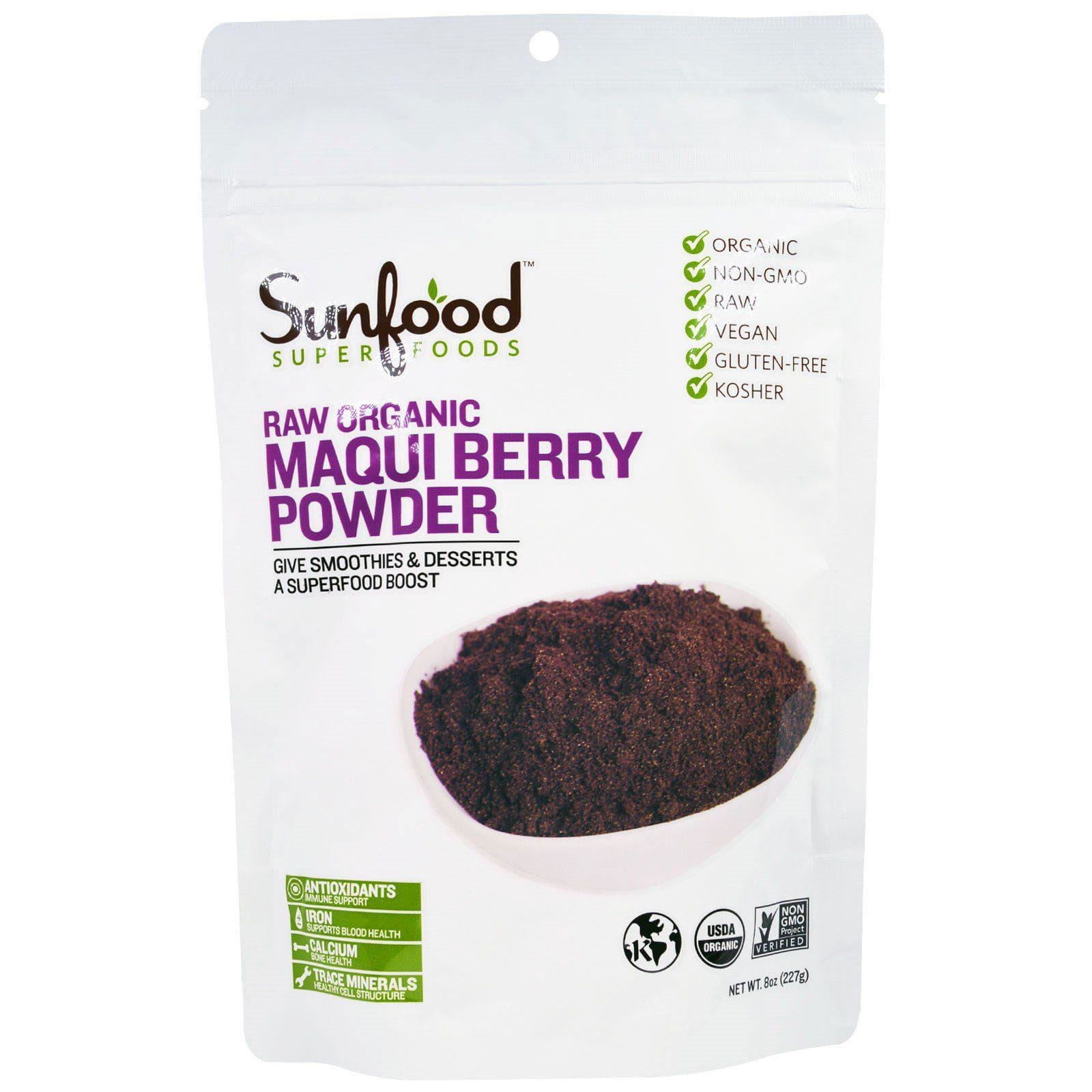 Sunfood, Superfoods, Bayas de maqui crudas y orgánicas en polvo, 227 g (8 oz)