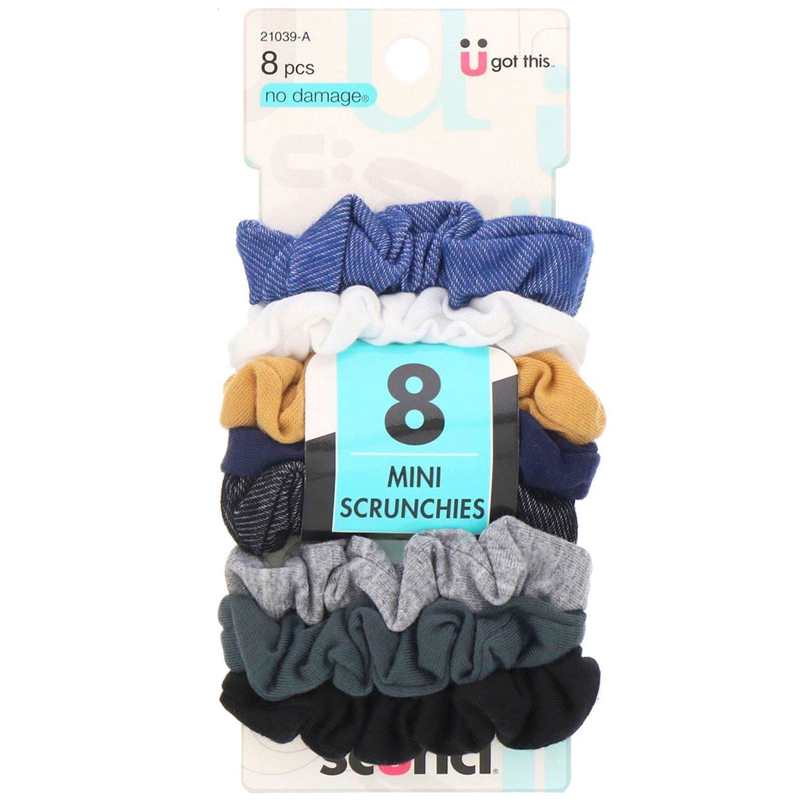 Scunci, No Damage, Minidonas elásticas que no dañan el cabello, varios colores de jean, 8 unidades