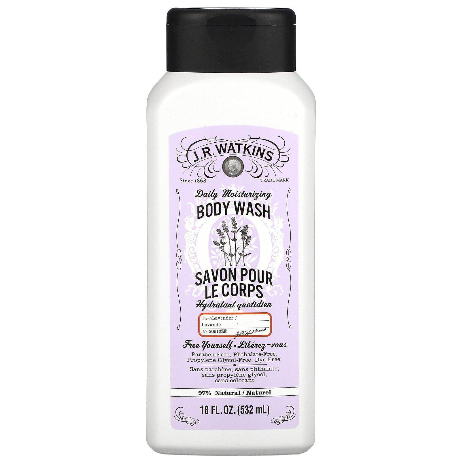 J R Watkins, Daily Moisturizing Body Wash, Lavender, 18 fl oz (532 ml)
