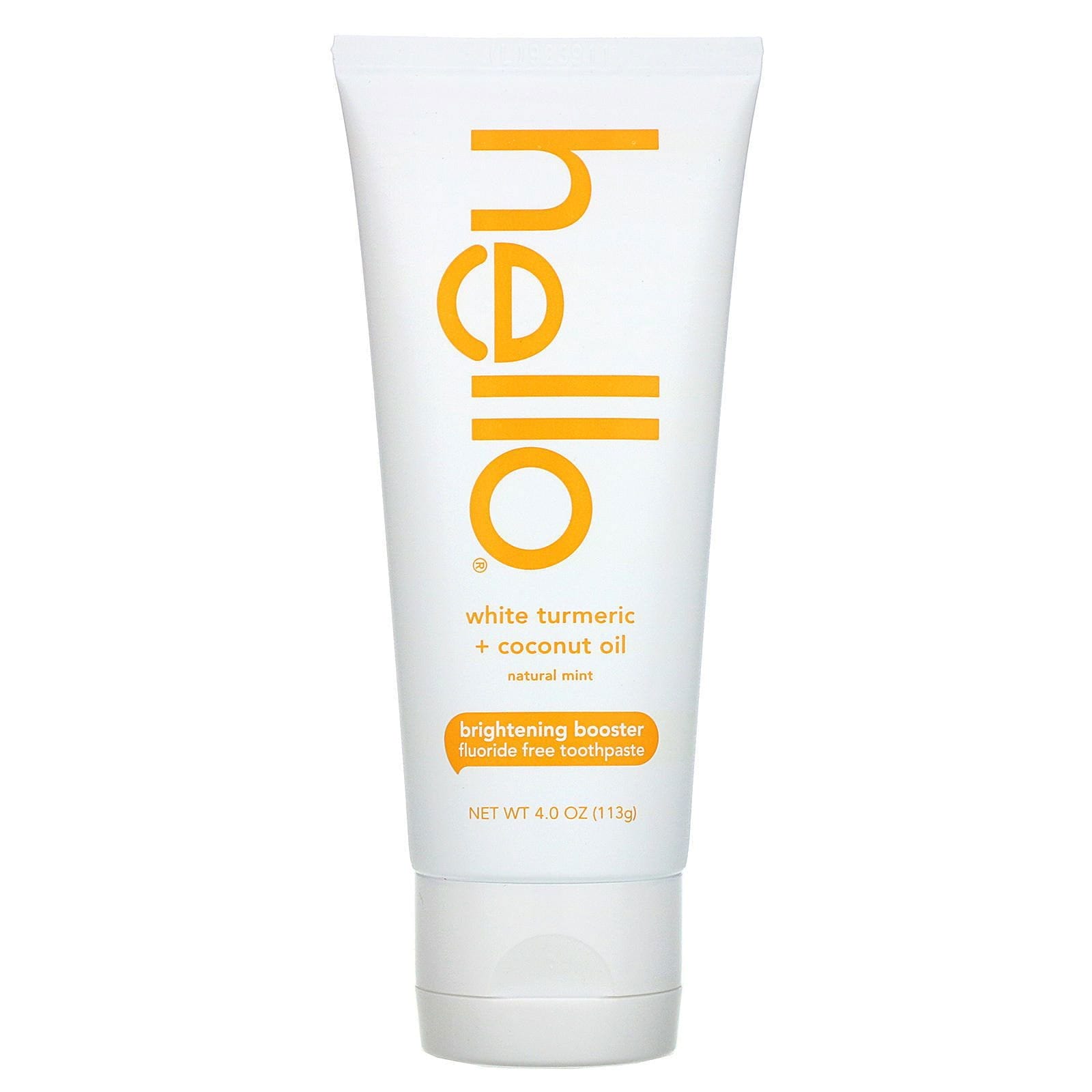 Hello, Brightening Booster Fluoride Free Toothpaste, White Turmeric + Coconut Oil, Natural Mint, 4.0 oz (113 g)