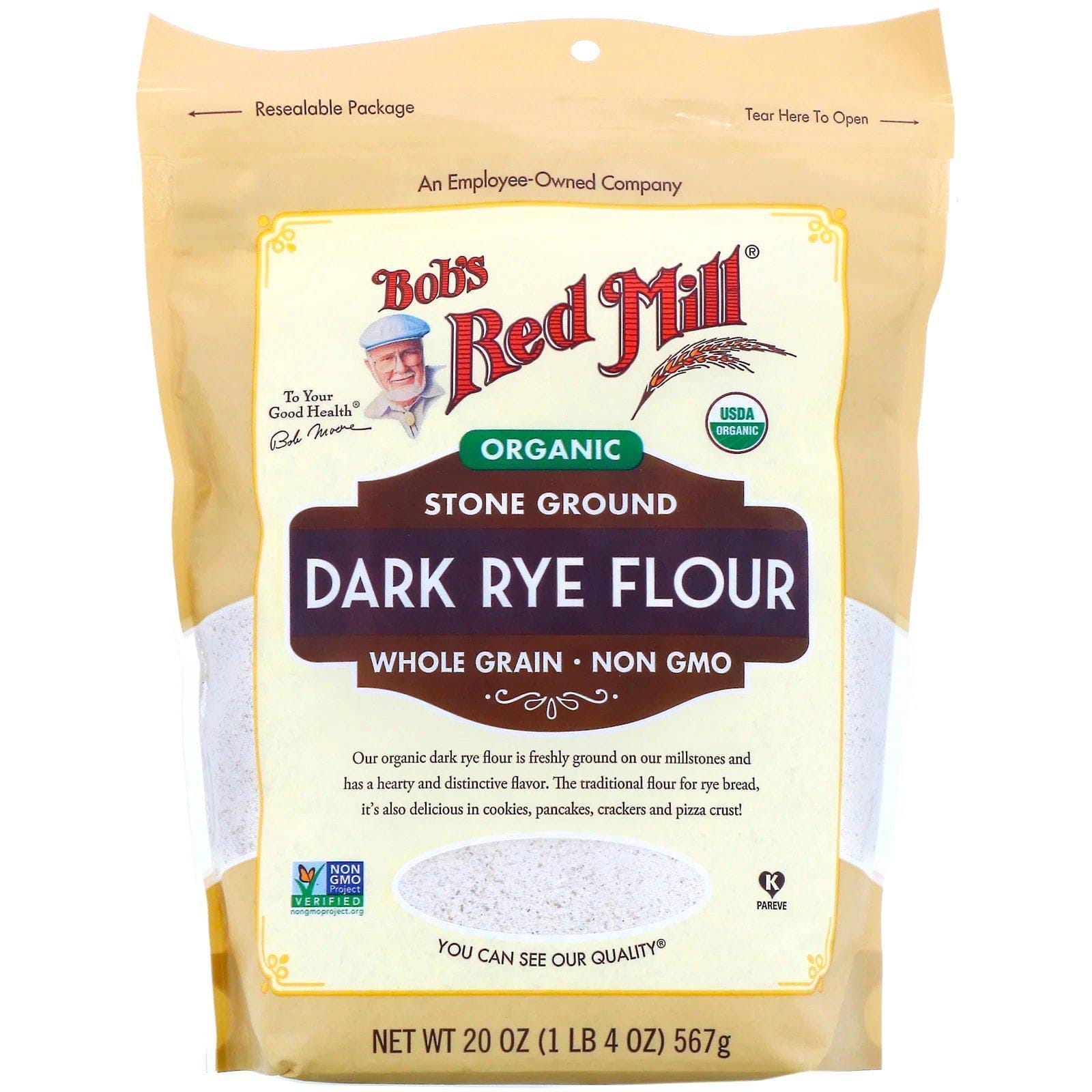Bob's Red Mill, Harina de centeno oscuro orgánica, Integral, 567 g (20 oz)