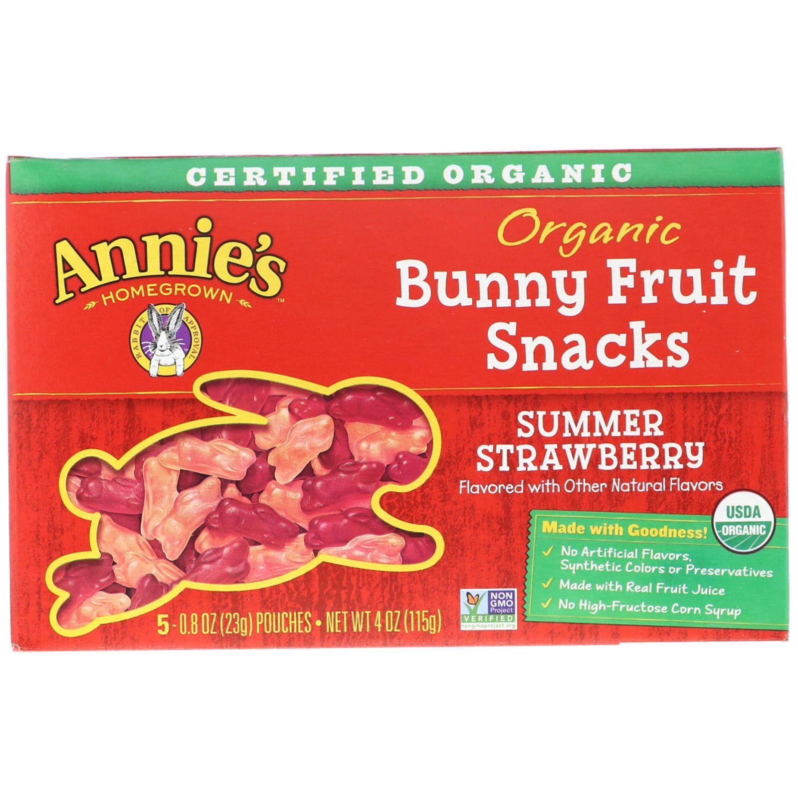 Annie's Homegrown, Bunny Fruit Snacks, orgánicos, sabor Summer Strawberry, 4 oz (115 g)