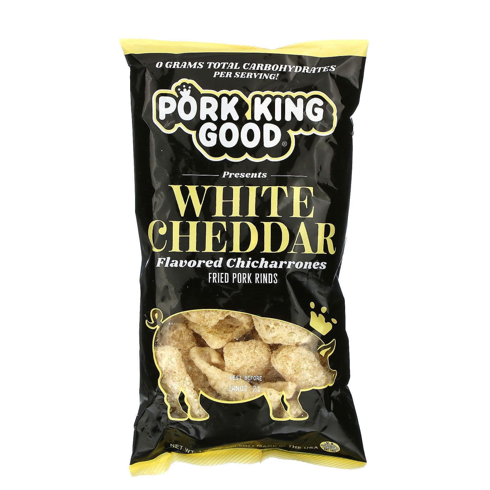 Pork King Good, Flavored Chicharrones, White Cheddar, 1.75 oz (49.5 g)