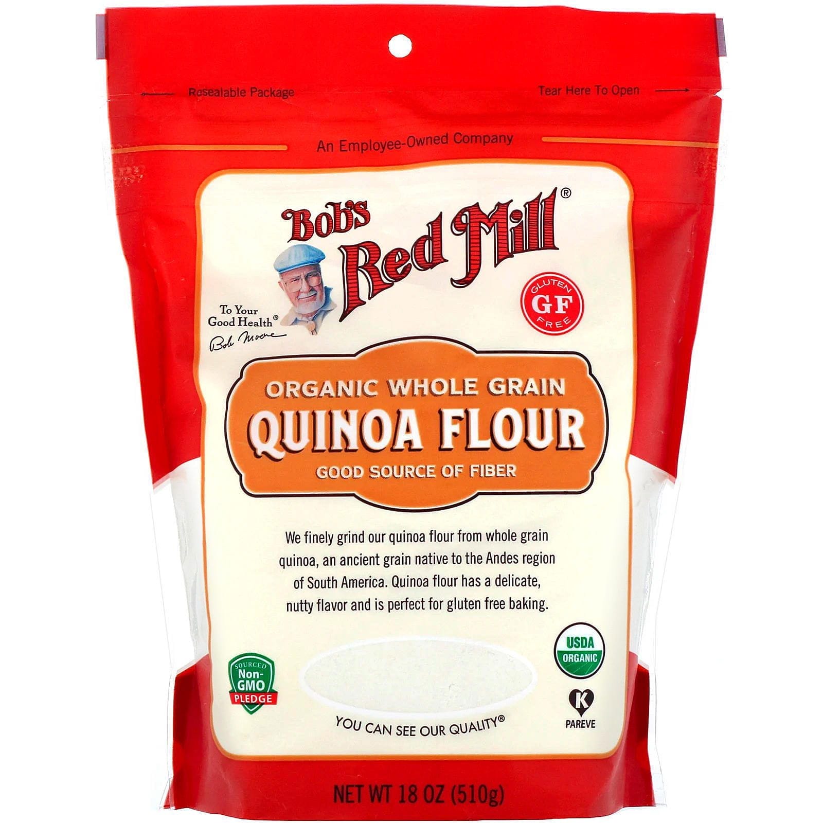 Bob's Red Mill, Harina integral de quinoa orgánica, 510 g (18 oz)