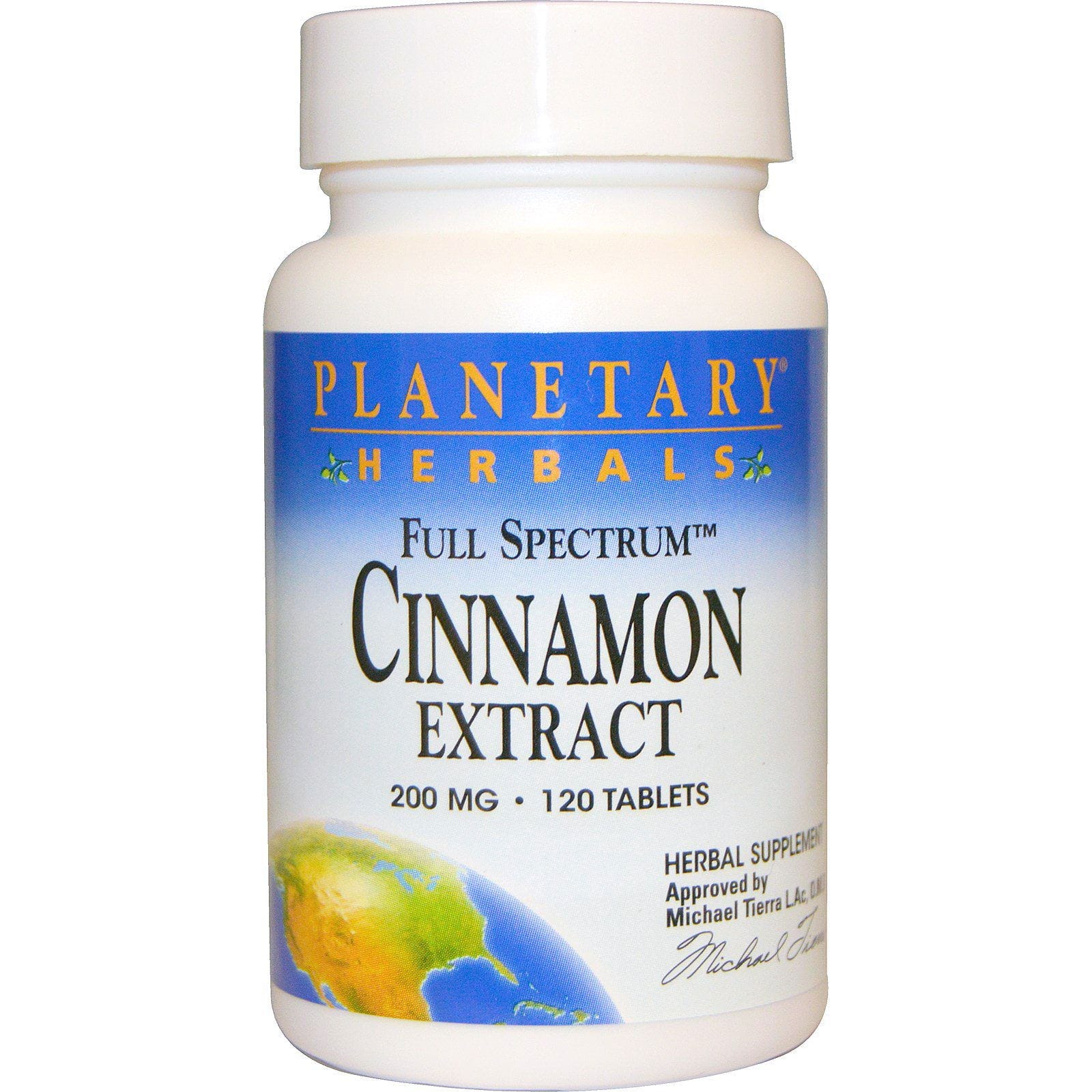 Planetary Herbals, Extracto de canela de amplio espectro, 200 mg, 120 comprimidos