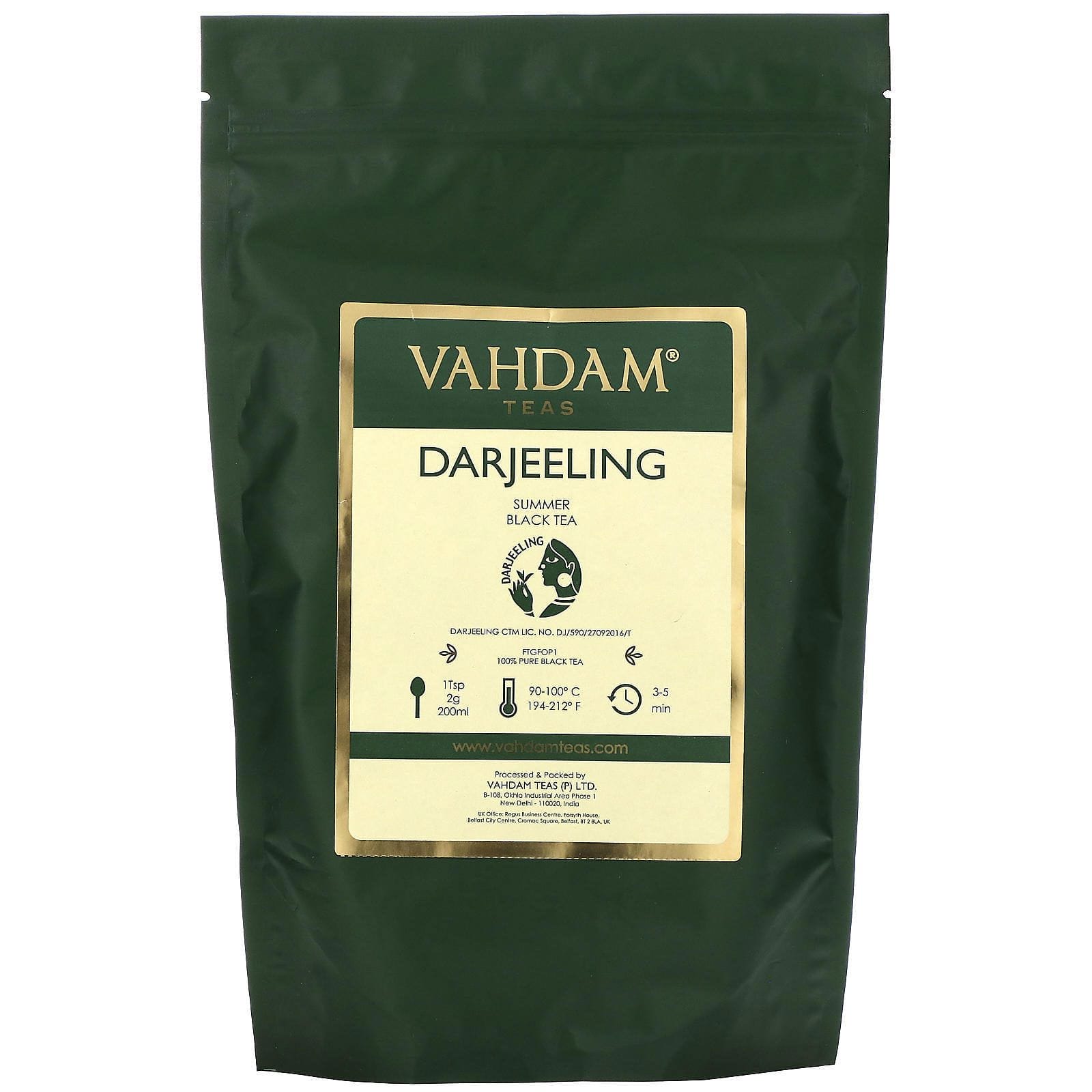 Vahdam Teas, Darjeeling, Té negro diario, 100 g (3,53 oz)