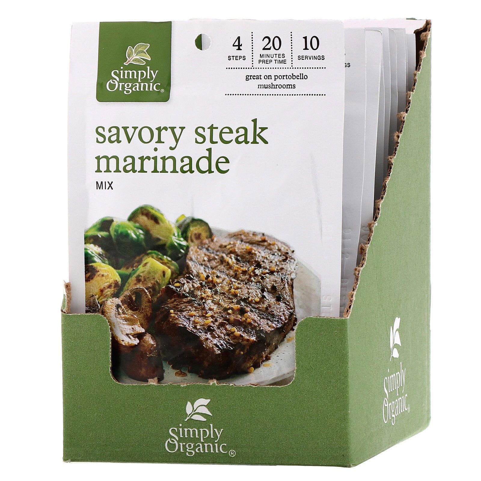 Simply Organic, Mezcla para marinar filetes, 12 paquetes, 20 g (0,70 oz) cada uno