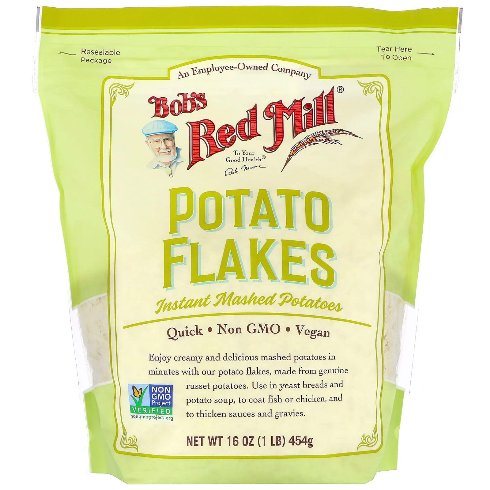 Bob's Red Mill, Copos de papa, Puré de papas instantáneo, 454 g (16 oz)