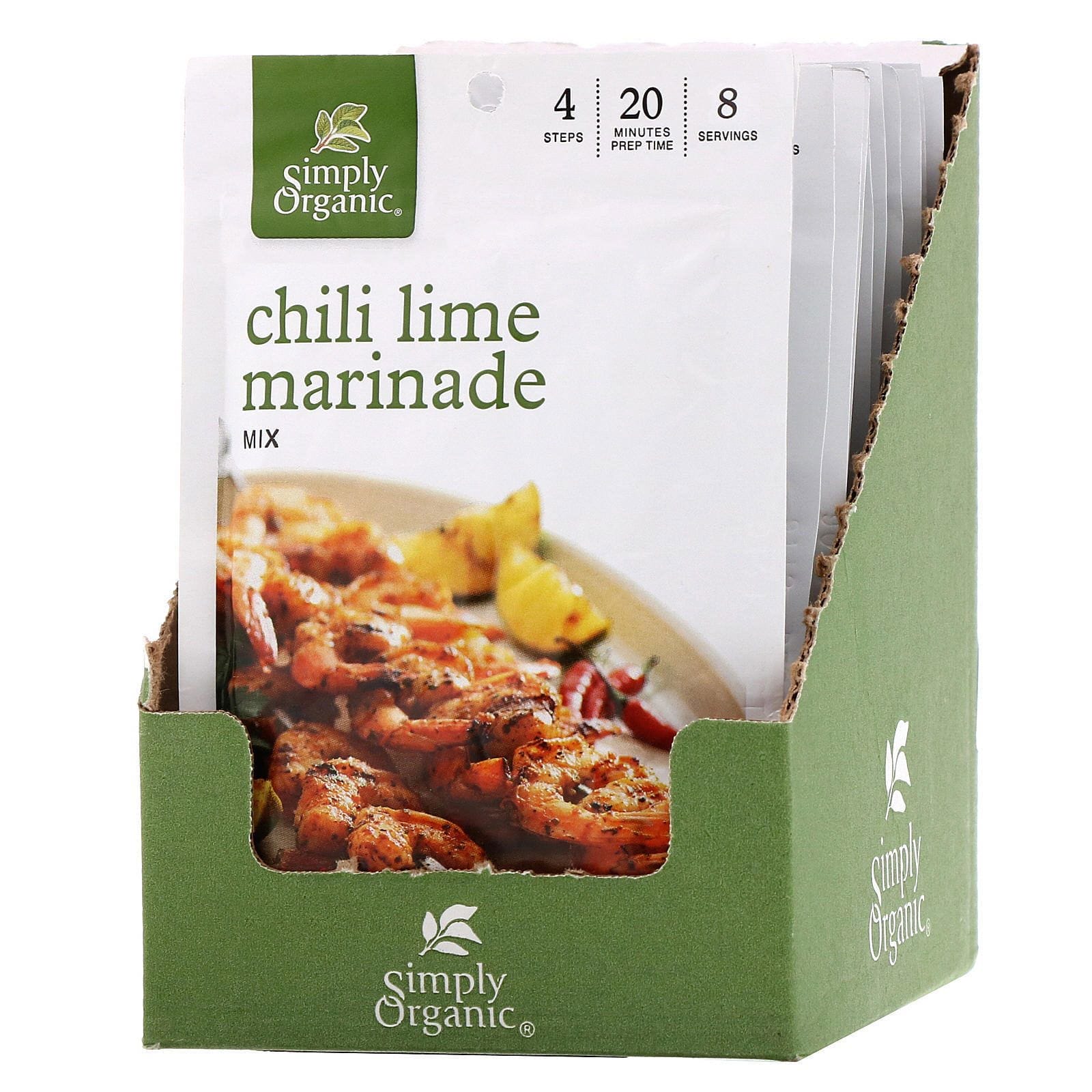 Simply Organic, Mezcla para marinar con chile y lima, 12 paquetes, 28 g (1 oz) cada uno