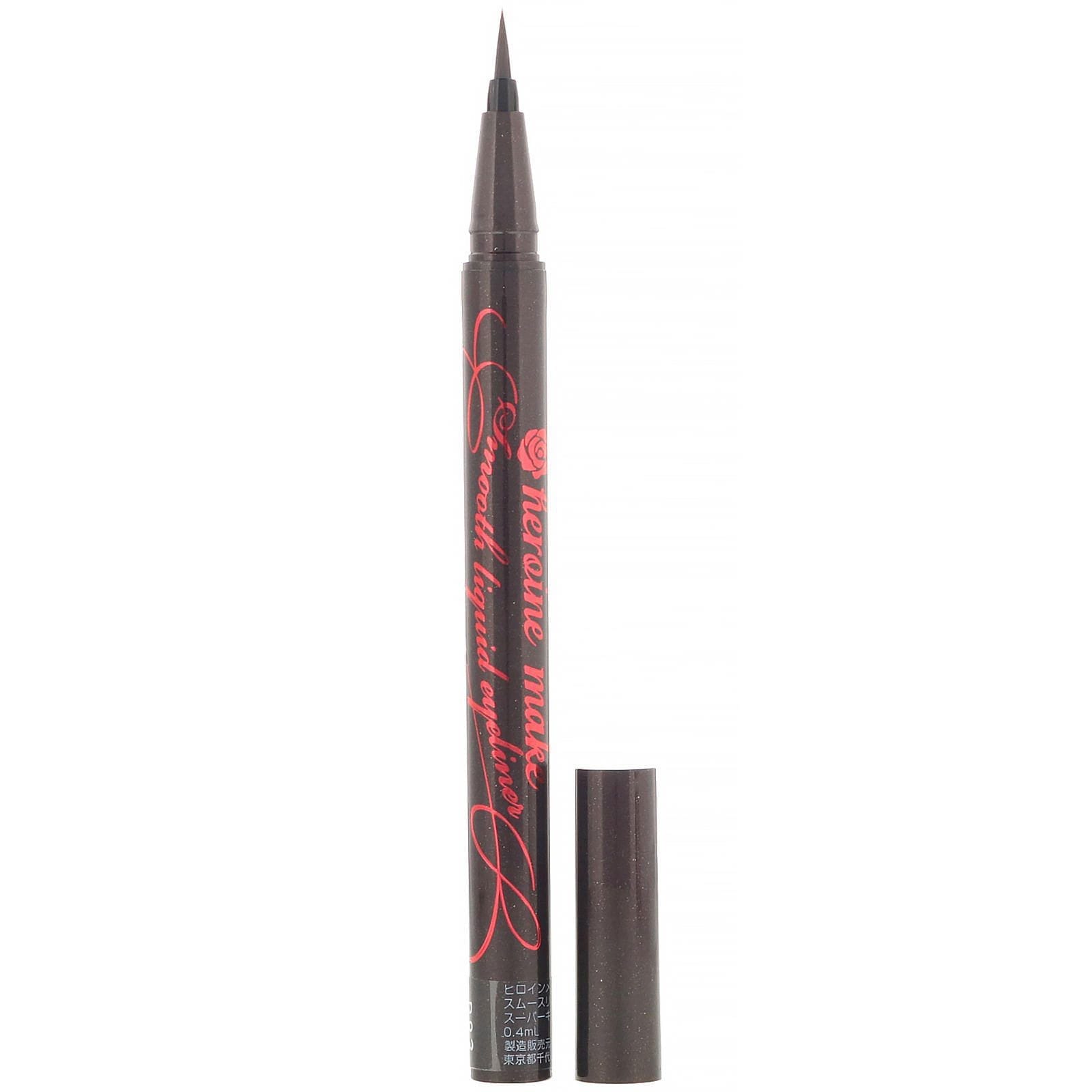 KissMe, Heroine Make, Delineador líquido suave, Súper fijación, A prueba de agua, N.° 03 Negro amarronado, 0,4 ml (0,014 oz. líq.)