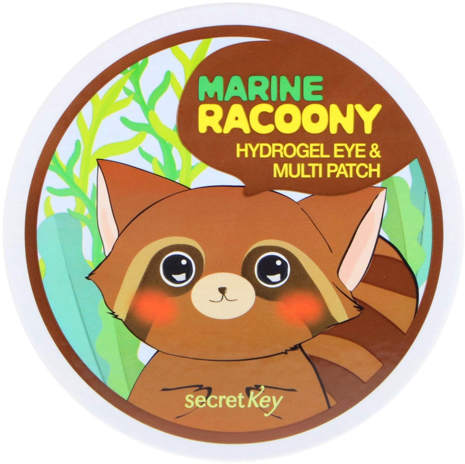 Secret Key, Parches múltiples y de ojos de hidrogel Marine Racoony, 60 parches