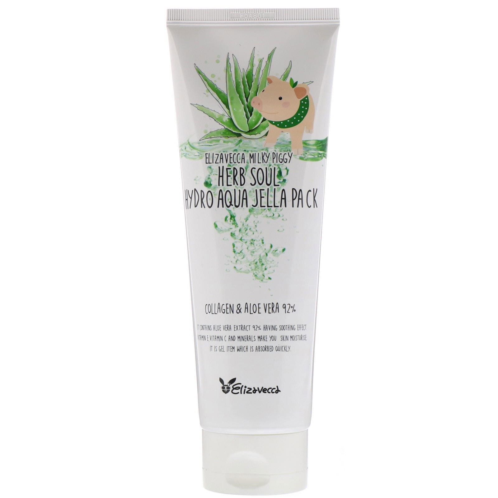 Elizavecca, Milky Piggy, Mascarilla hidratante y calmante en gel con colágeno y aloe vera, 8,45 oz. líq. (250 ml)