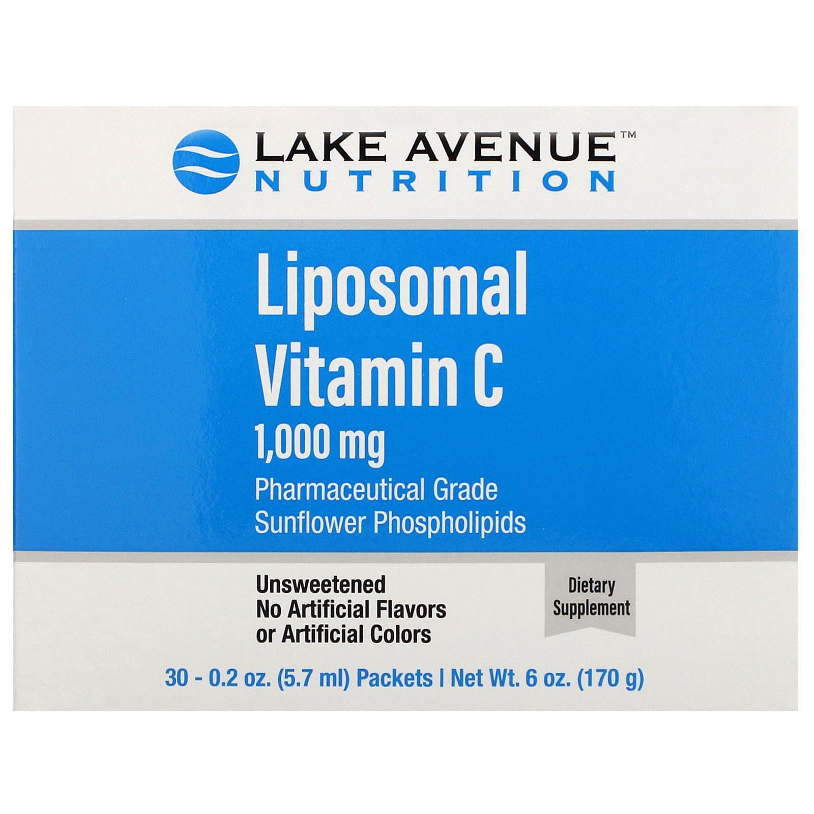 Lake Avenue Nutrition, Vitamina C liposomal, Sin sabor, 1000 mg, 30 sobres, 5,7 ml (0,2 oz) cada uno