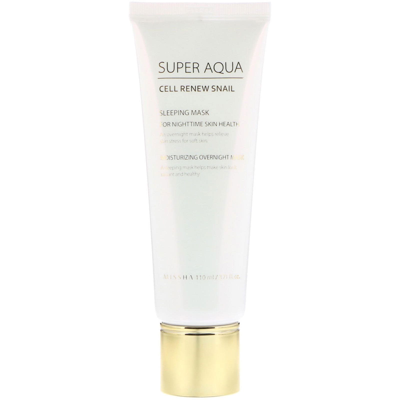 Missha, Super Aqua, renovación celular con caracol, mascarilla para dormir, 3,7 onzas líquidas (110 ml)