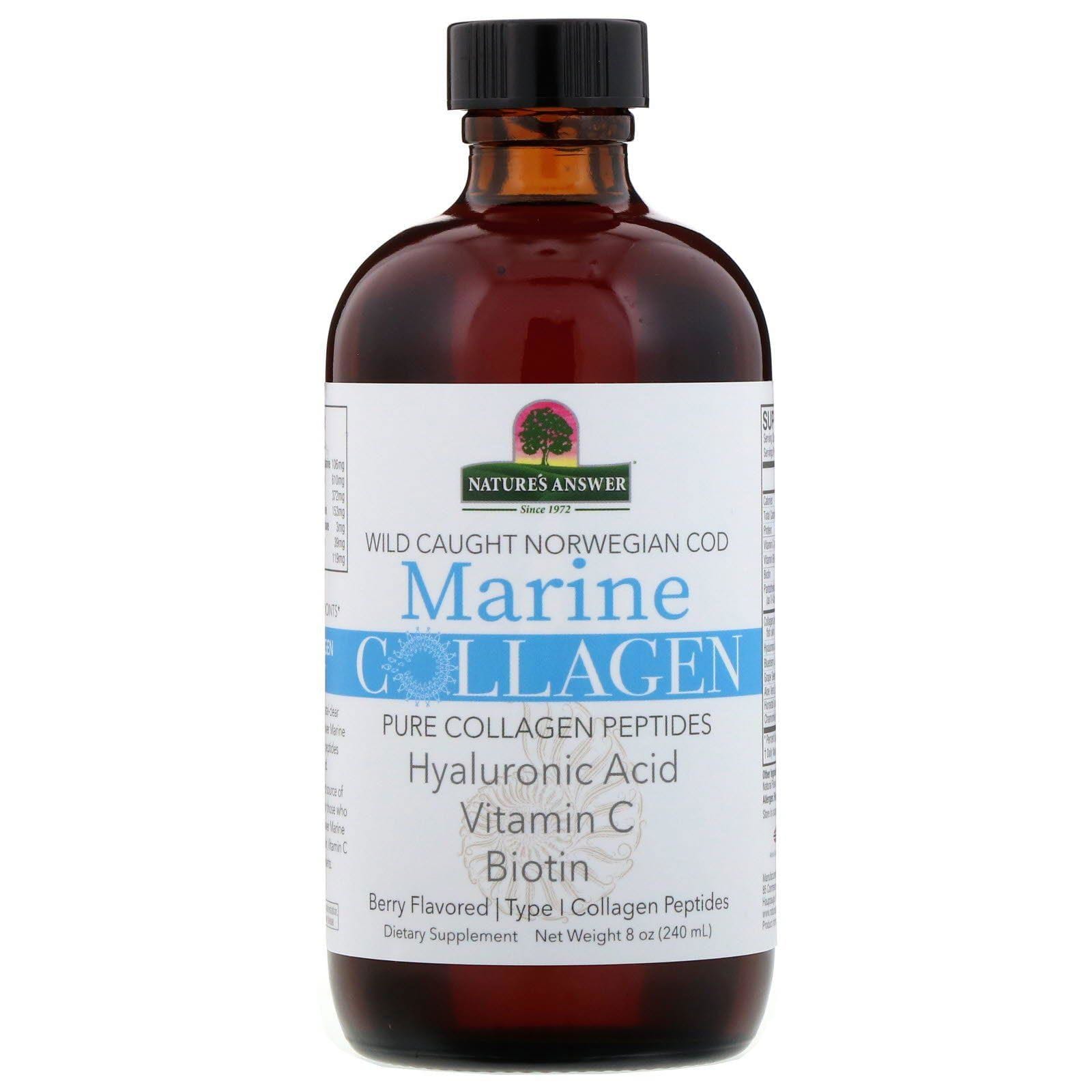 Nature's Answer, Colágeno marino, Bacalao noruego silvestre, Sabor a bayas, 240 ml (8 oz)