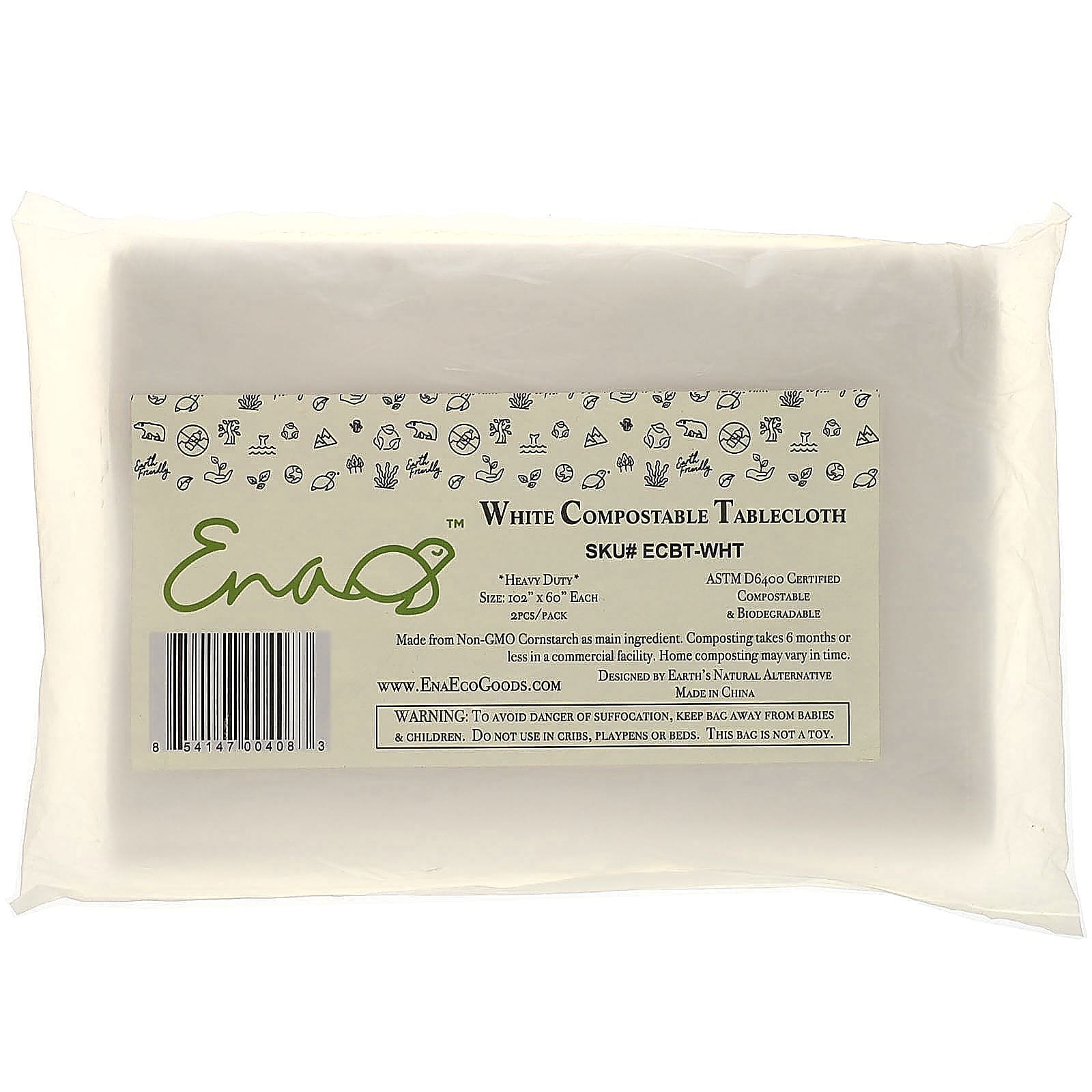 Earth's Natural Alternative, Compostable Tablecloth, White, 2 Count