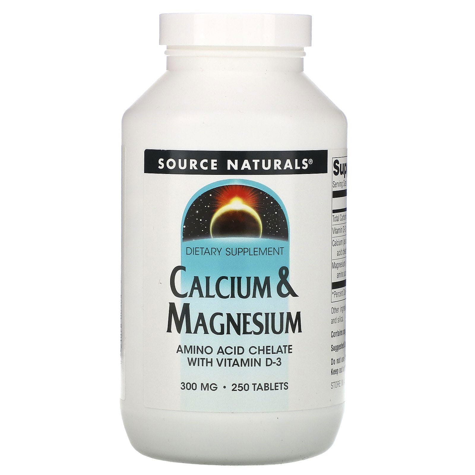 Source Naturals, Suplemento de Calcio y Magnesio, 300 mg, 250 Tabletas