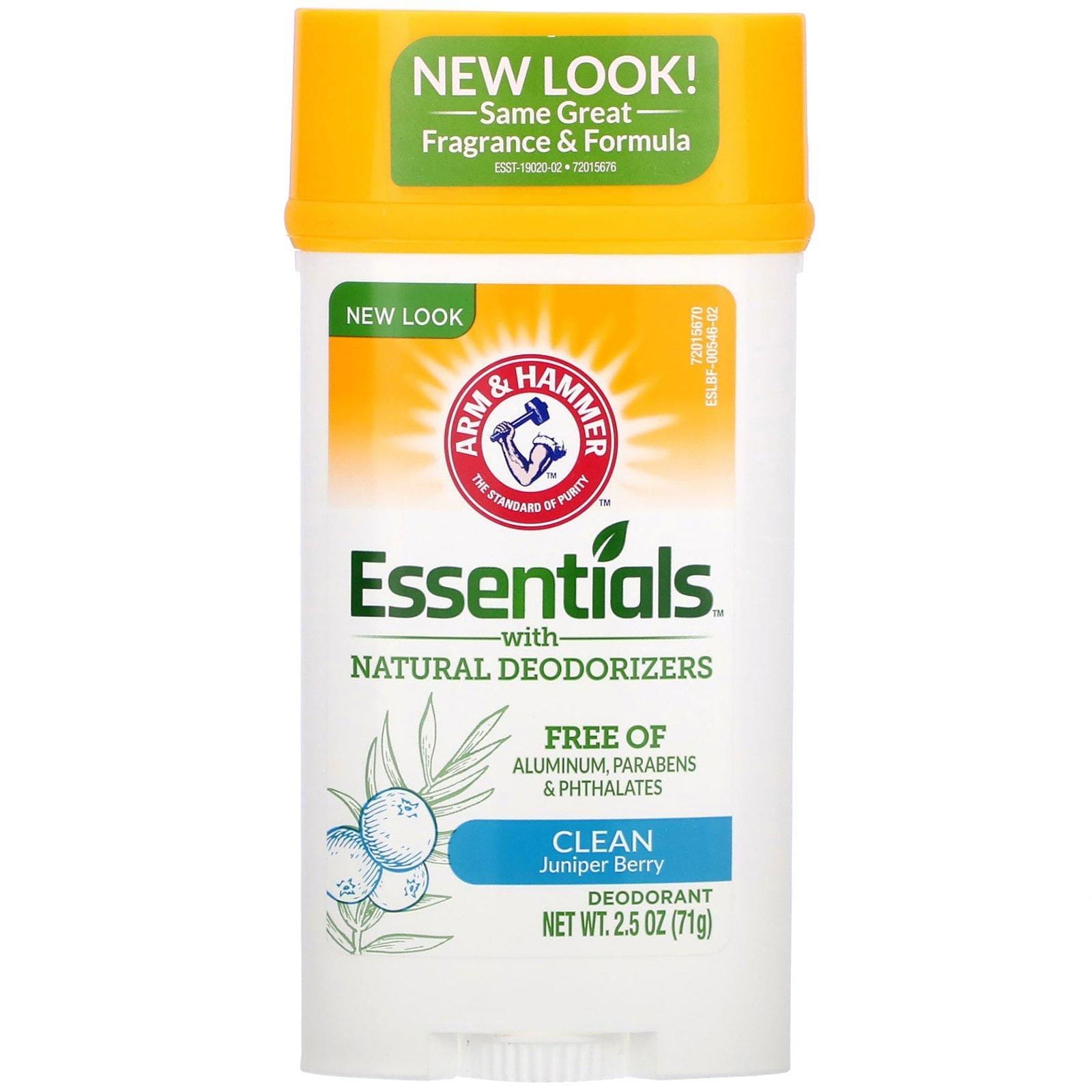 Arm & Hammer, Essentials con desodorantes naturales, Desodorante, Limpieza, Bayas de enebro, 71 g (2,5 oz)