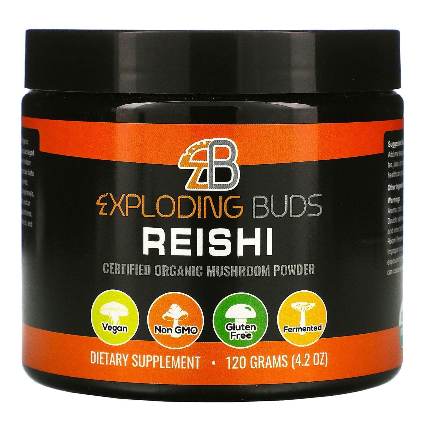 Exploding Buds, Reishi, Hongos orgánicos certificados en polvo, 120 g (4,2 oz)
