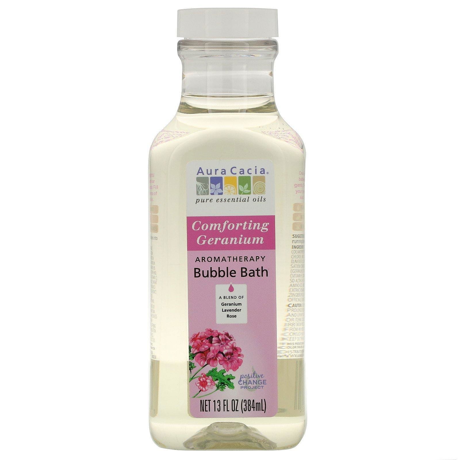 Aura Cacia, Baño de burbujas de aromaterapia, geranio reconfortante, 13 oz fluidas (384 ml)