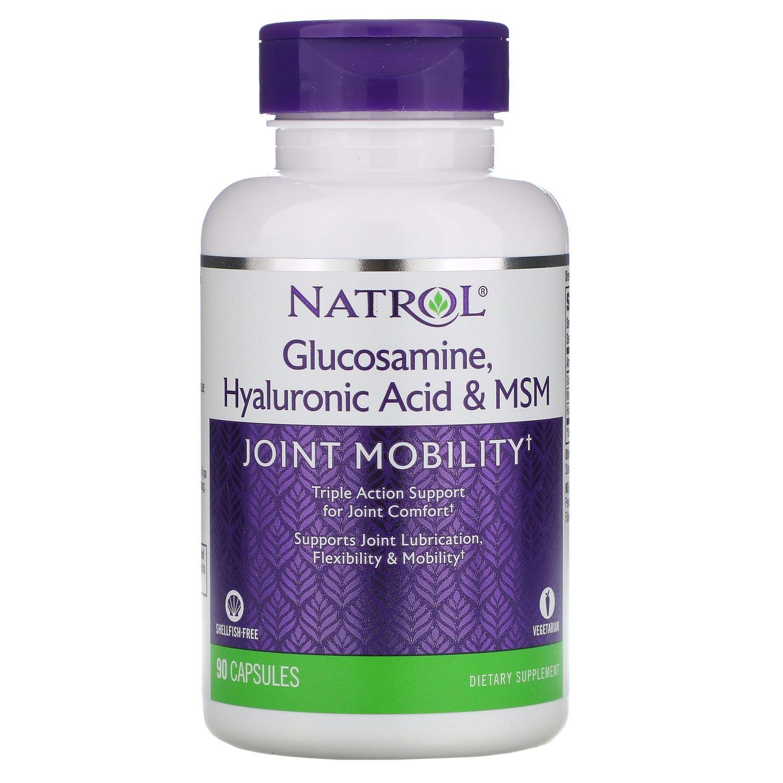 Natrol, Glucosamina, Ácido Hialurónico y MSM, 90 Cápsulas