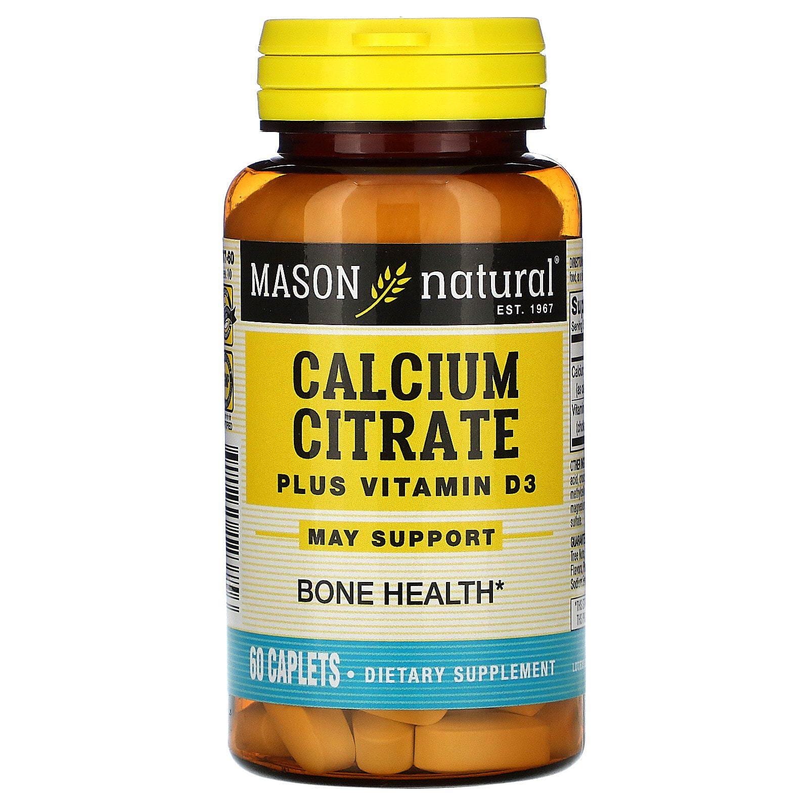 Mason Natural, Citrato de calcio con vitamina D3, 60 comprimidos