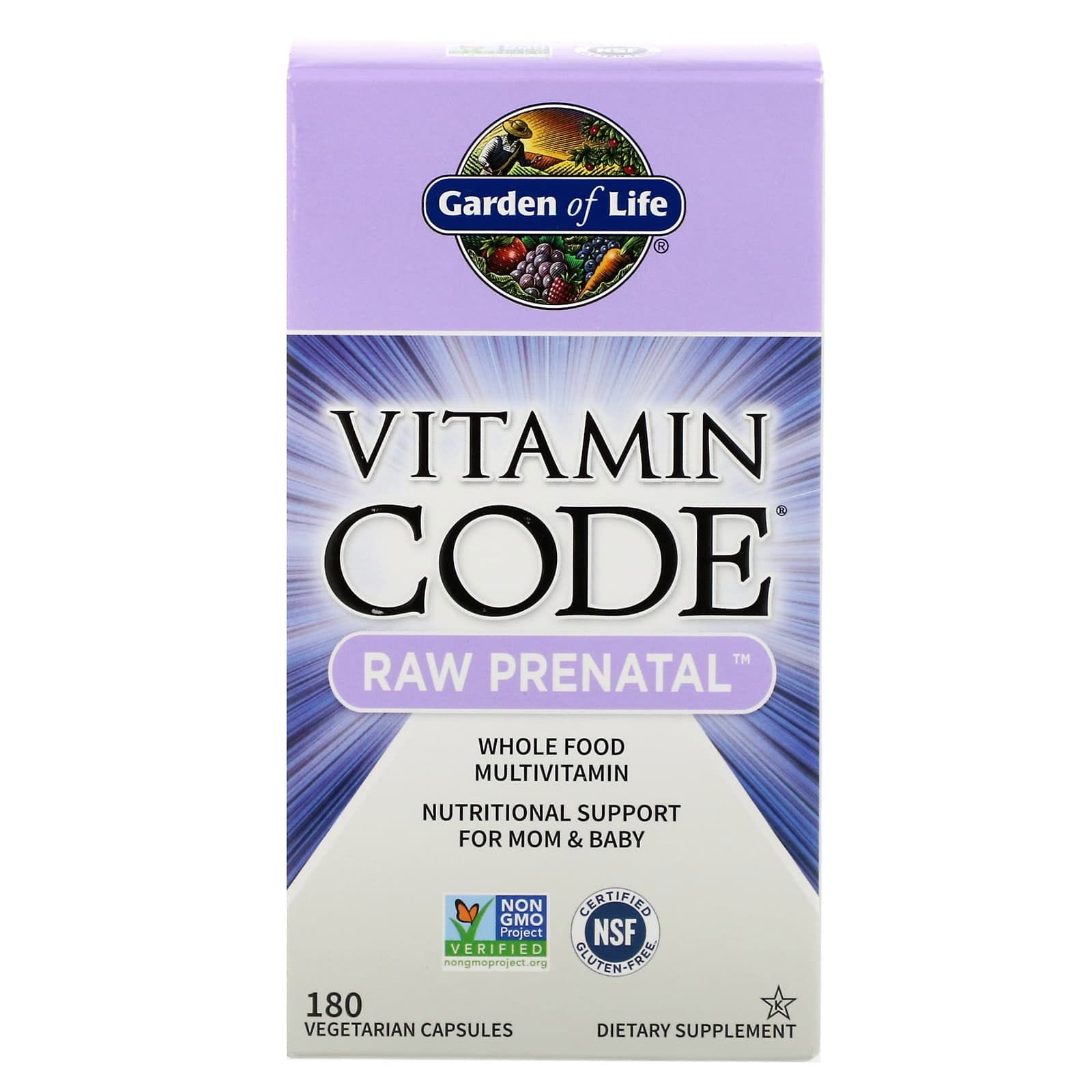 Garden of Life, Vitamin Code, RAW prenatal, 180 cápsulas vegetales