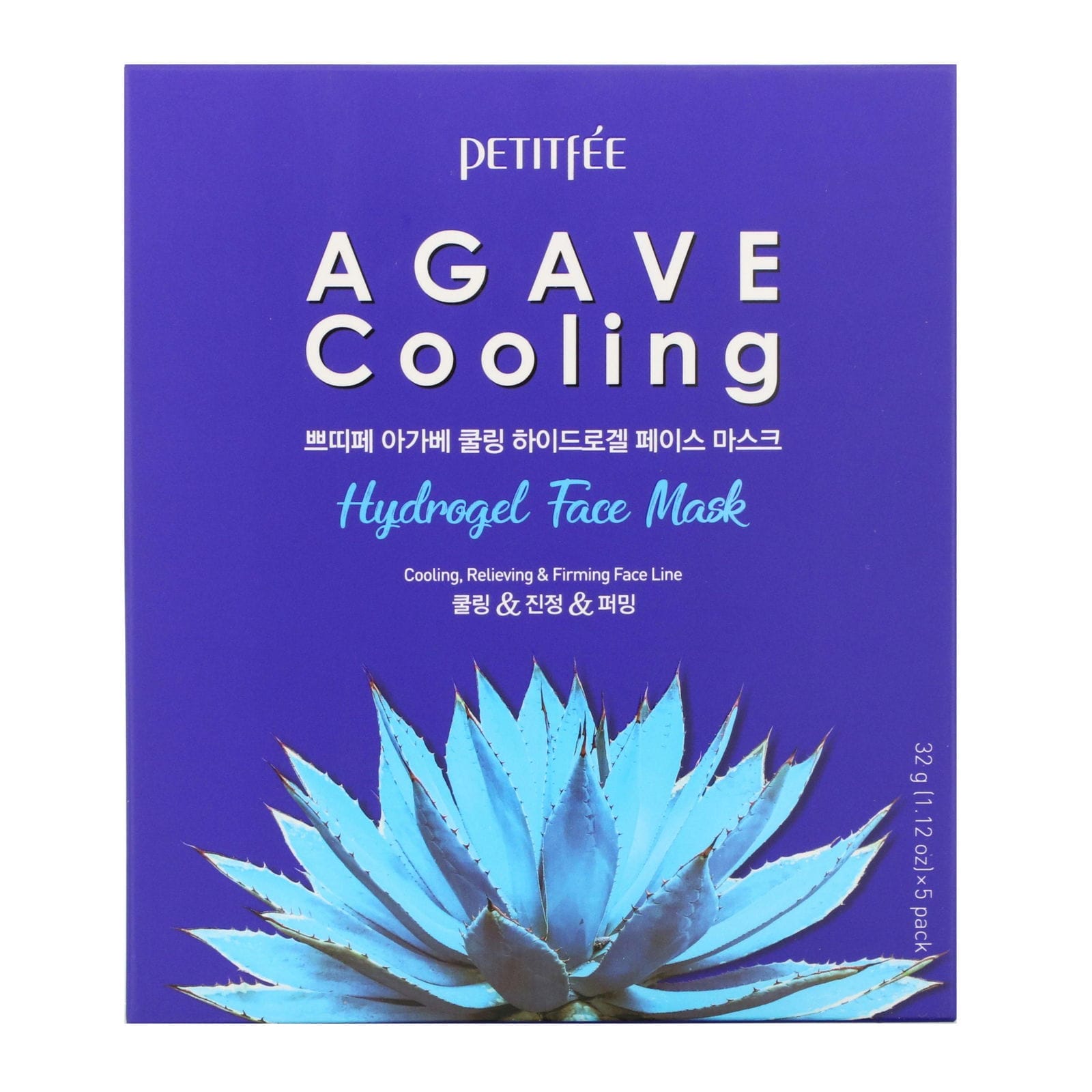 Petitfee, Agave Cooling, Hydrogel Face Mask, 5 Sheets, 1.12 oz (32 g) Each