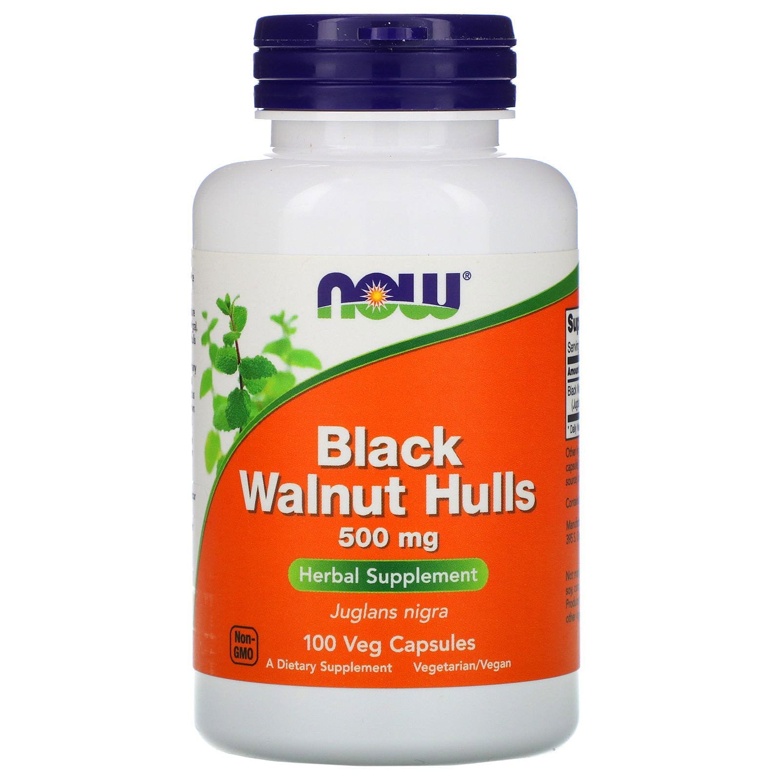 Now Foods, Cáscaras de nuez negra, 500 mg, 100 cápsulas vegetales