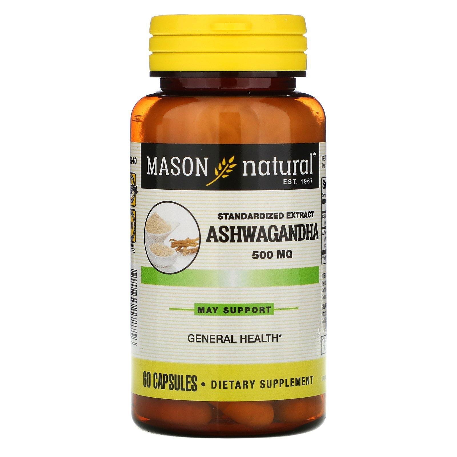 Mason Natural, Ashwagandha, 500 mg, 60 Capsules