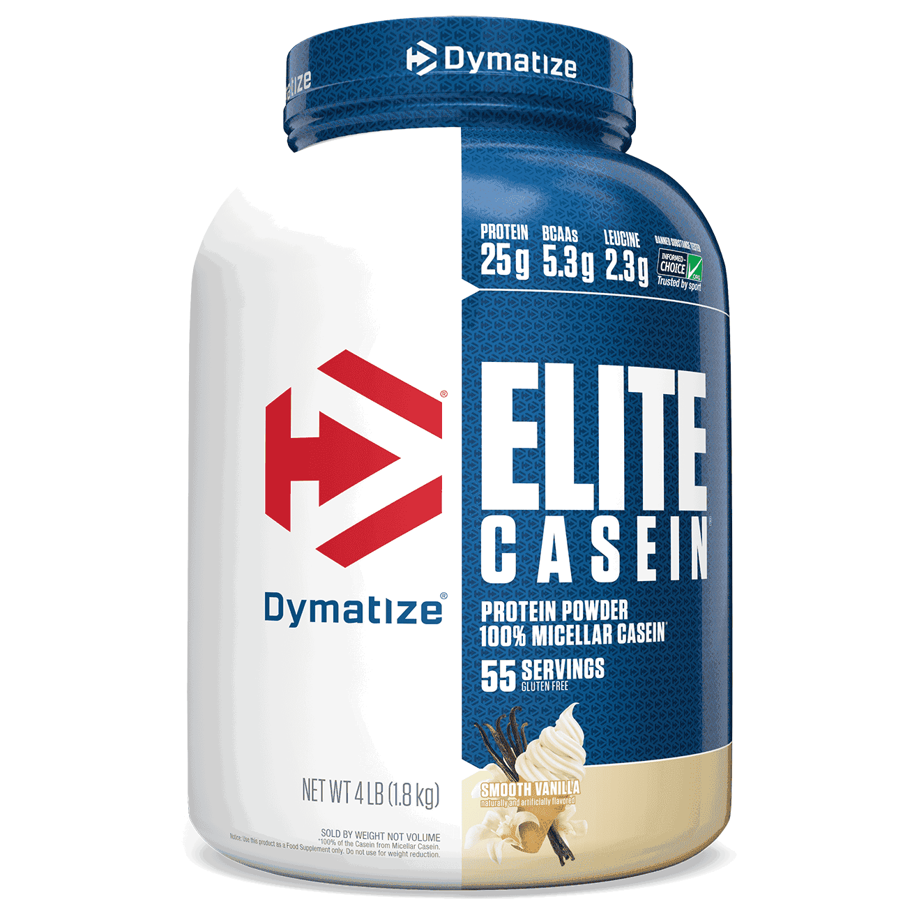 Dymatize Nutrition, Caseína Élite, Vainilla lisa, 4 lb (1.8 kg)