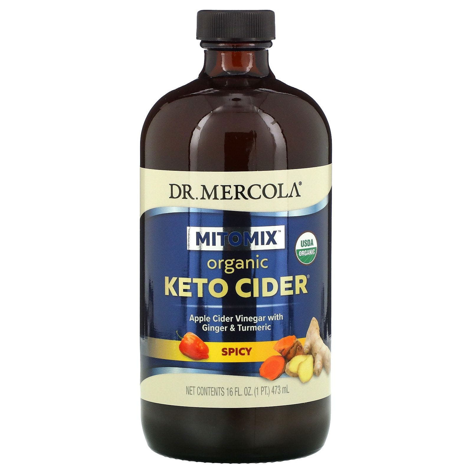 Dr. Mercola, Keto Cider orgánica, Sidra cetogénica orgánica, Picante, 473 ml (16 oz)