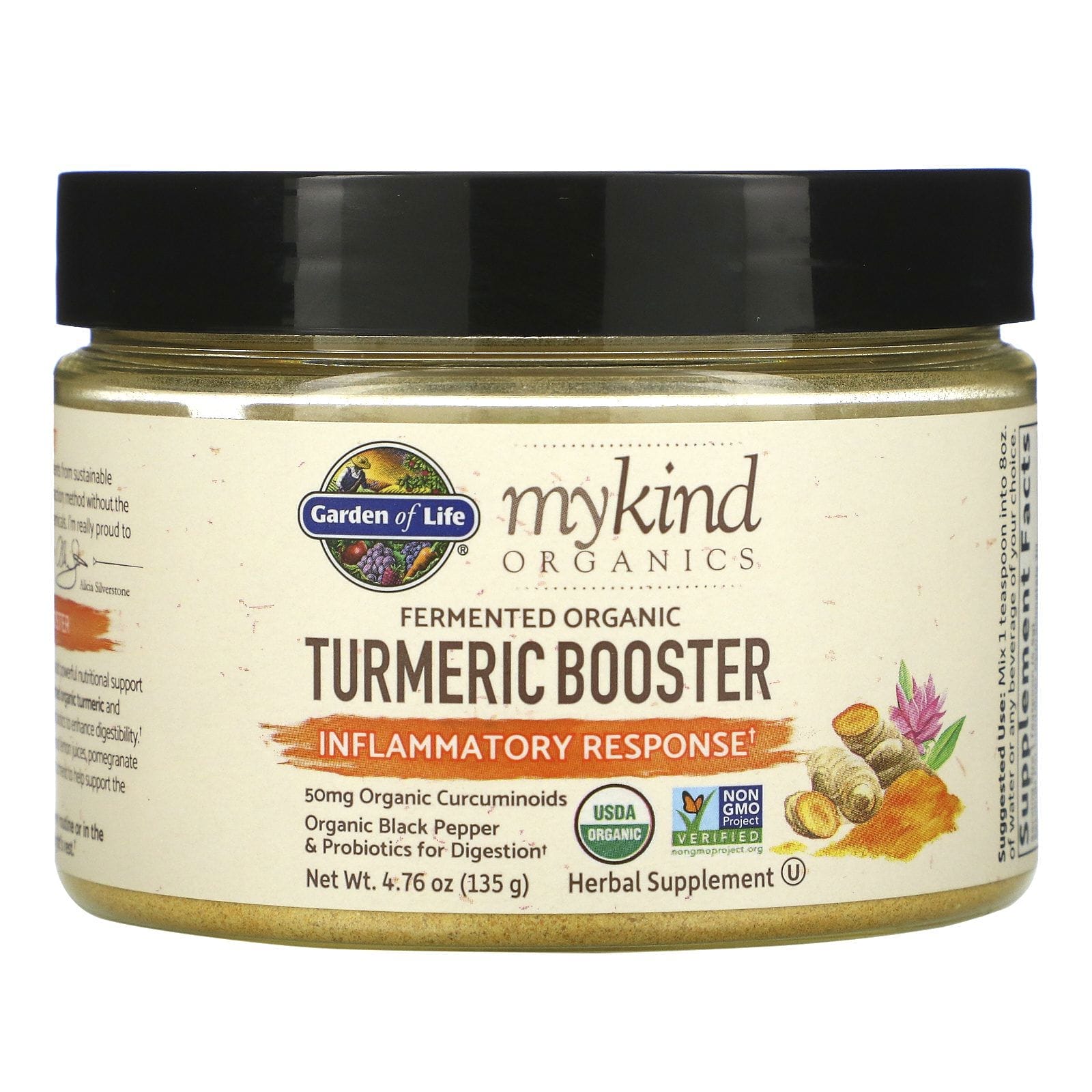 Garden of Life, MyKind, Productos orgánicos, Potenciador de cúrcuma orgánica fermentada, Respuesta inflamatoria, 135 g (4,76 oz)