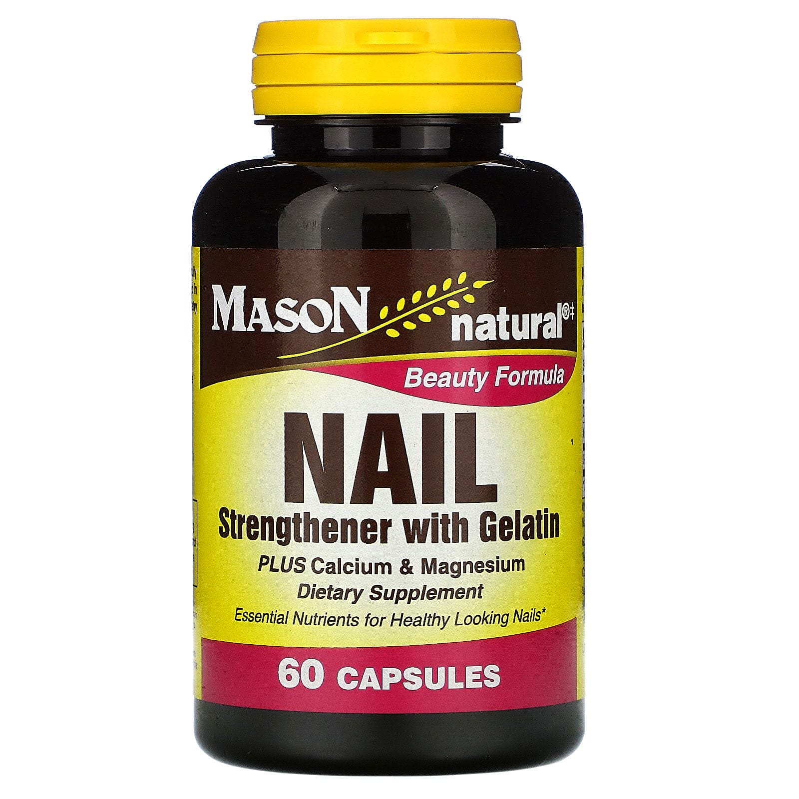 Mason Natural, Fortalecedor de uñas con gelatina, 60 cápsulas