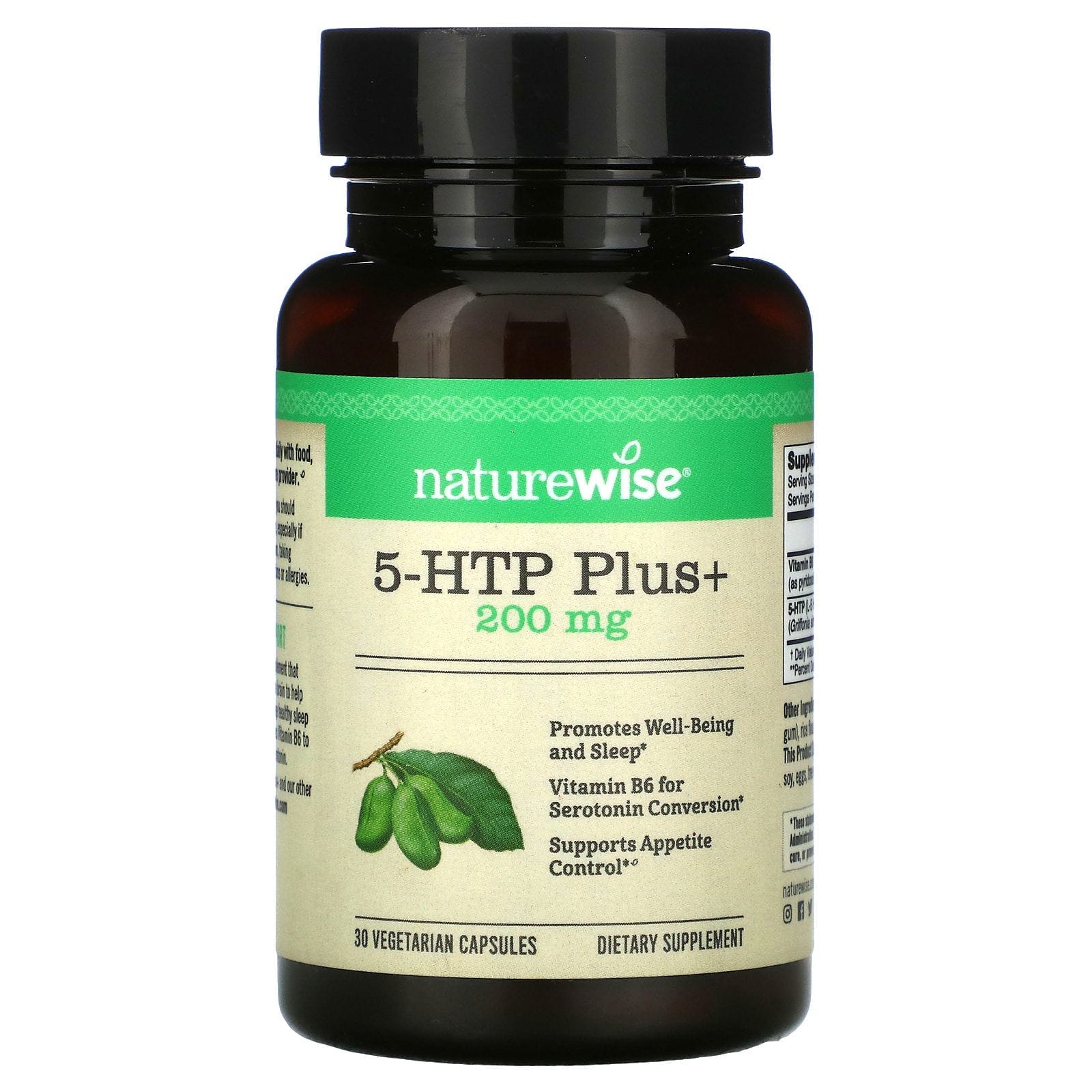 NatureWise, 5-HTP Plus+, 200 mg, 30 cápsulas vegetarianas