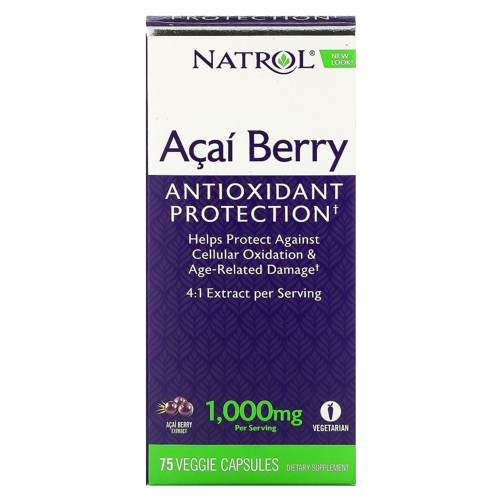 Natrol, Baya Acai, 1,000 mg, 75 cápsulas vegetales