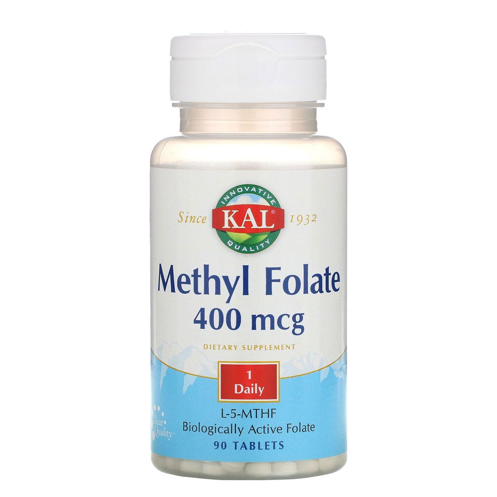 KAL, Metil Folato, 400 mcg, 90 Tabletas