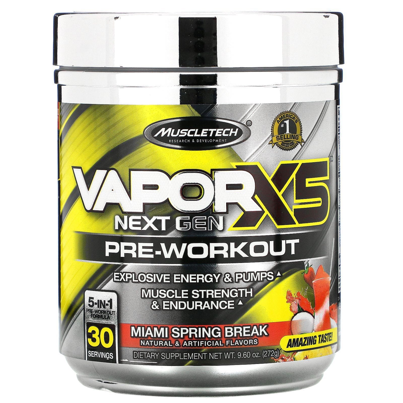 Muscletech, VaporX5, Nueva generación, Preentrenamiento, Vacaciones de primavera en Miami, 272 g (9,60 oz)